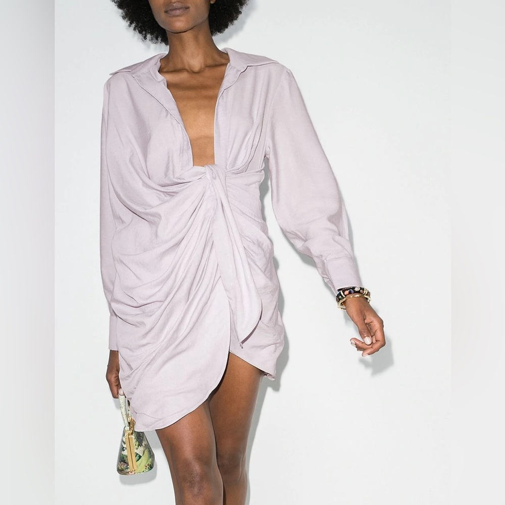 Jacquemus - Bahia Draped Twill Mini Wrap Dress in purple